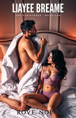 A sensual erotica novella book cover featuring a cozy bedroom scene