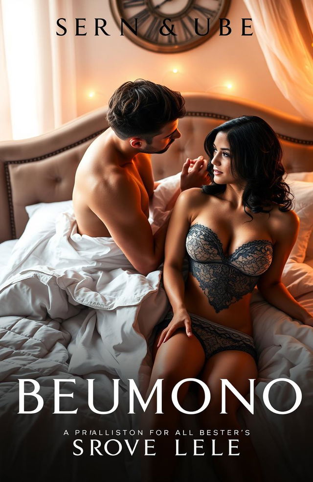 A sensual erotica novella book cover featuring a cozy bedroom scene