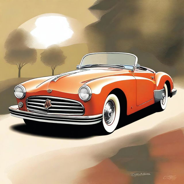 This high-quality digital art piece presents a contemporary rendition of the classic Auburn 851 Boat Tail Speedster