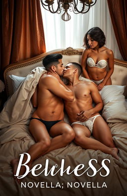 A sensual erotica novella book cover showcasing an intimate bedroom scene