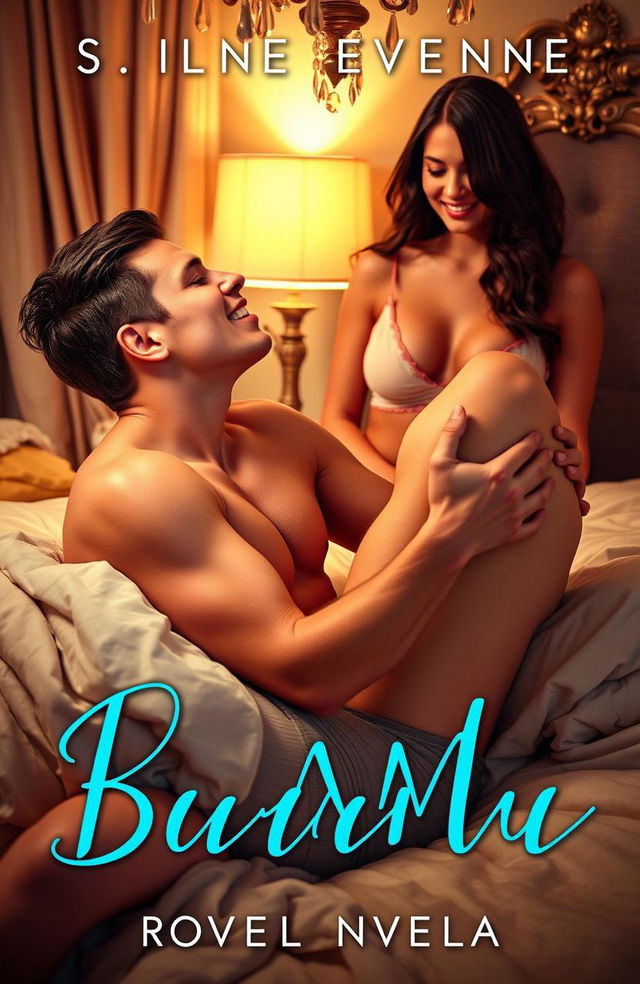 A sensual erotica novella book cover depicting an intimate scene in a cozy bedroom