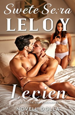 A sweet and sensual erotica novella book cover capturing a tender moment in a beautifully designed bedroom