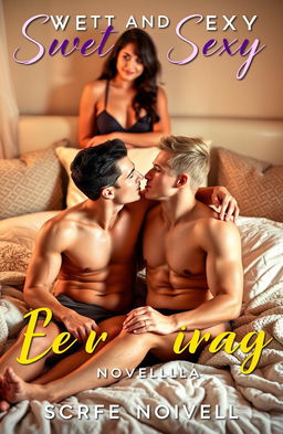 A sweet and sexy erotica novella book cover depicting a tantalizing moment in a cozy bedroom