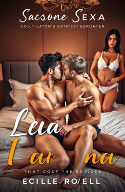 A sensual and sexy erotica novella book cover capturing an intimate moment in a stylish bedroom
