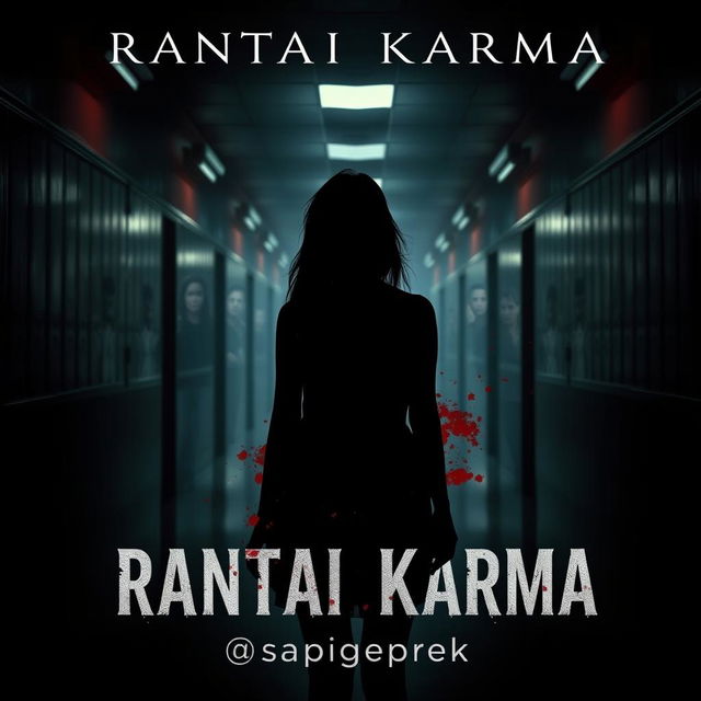 A captivating dark aesthetic cover for a Wattpad story titled "Rantai Karma" by _sapigeprek_