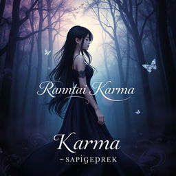 Aesthetic cover design for a fictional Wattpad story titled 'Rantai Karma' by _sapigeprek_