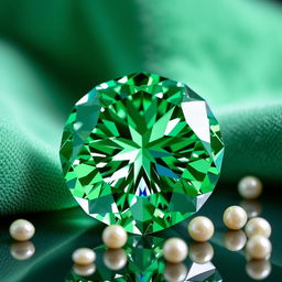 A stunning close-up view of a brilliant green diamond, showcasing its exceptional clarity and intricate facets