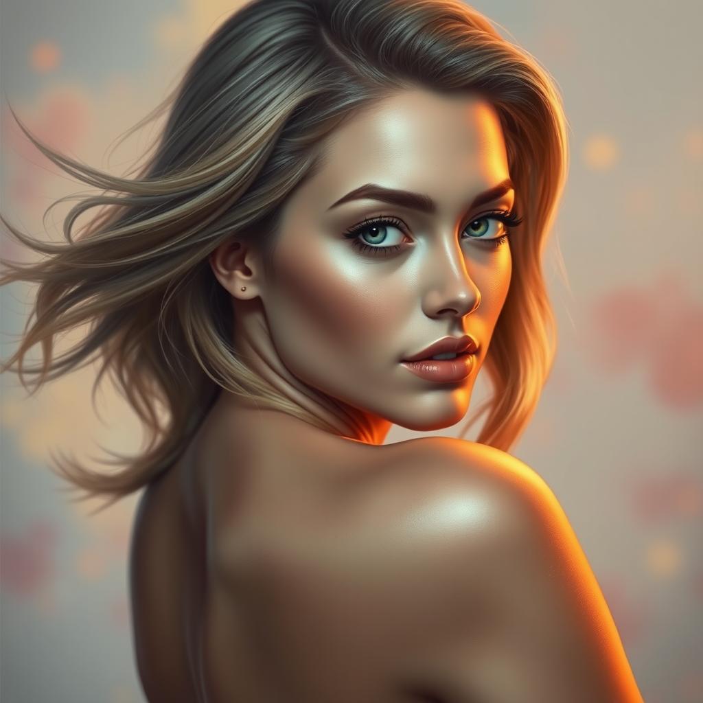 A stunningly realistic and artistically rendered portrait of a woman inspired by the likeness of Olivia Taylor Dudley, with captivating features and a confident pose