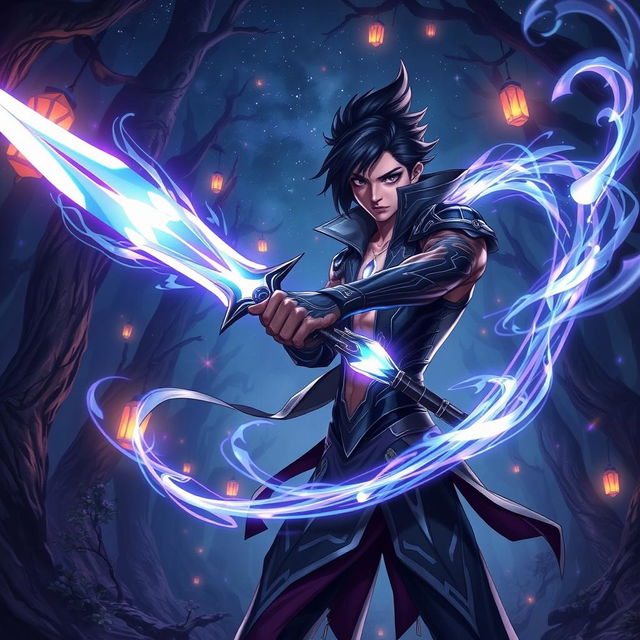 A stunning fantasy illustration of a human soulknife wielding a shimmering, ethereal blade of energy