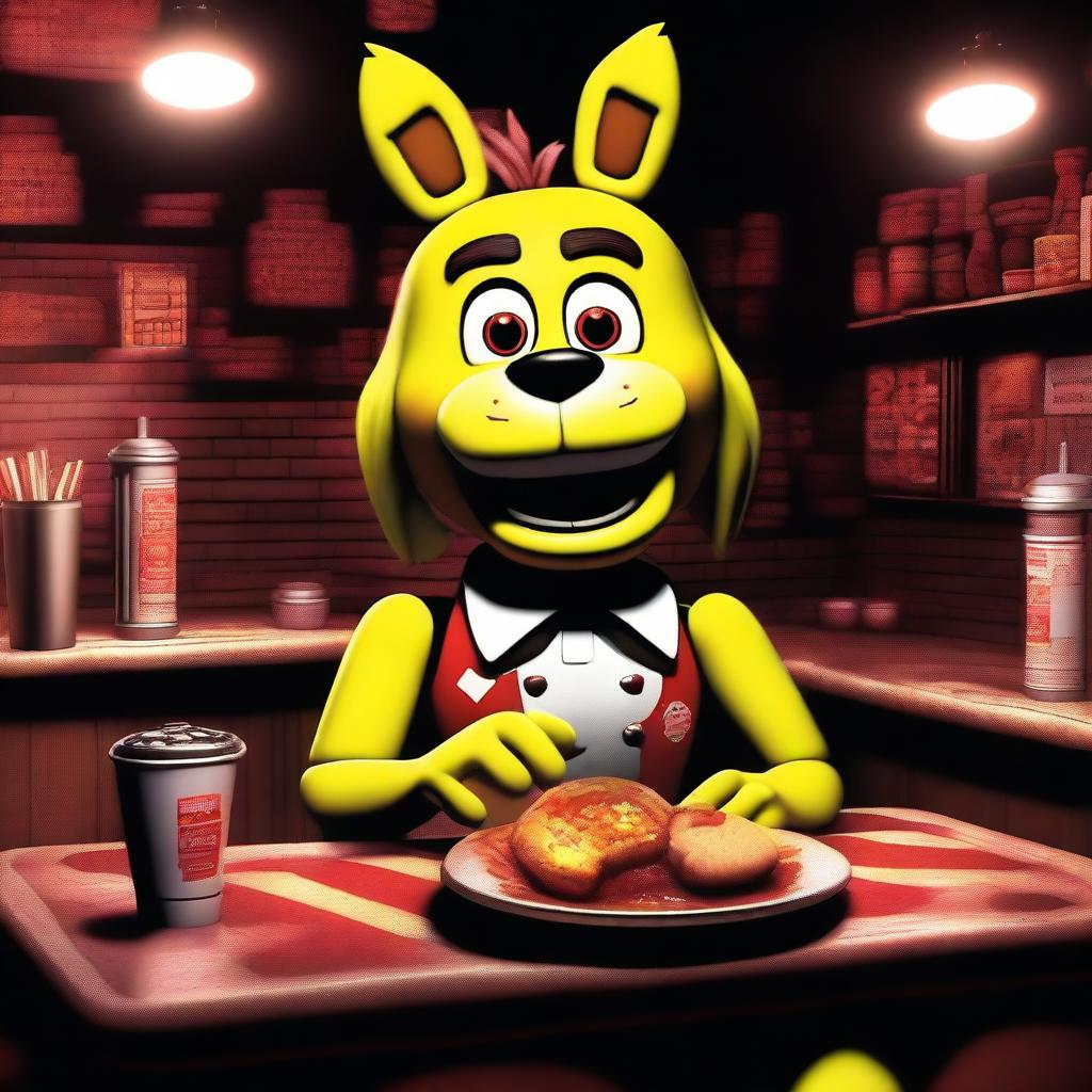 This is a digital art piece of Chica from Five Nights at Freddy's