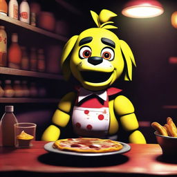 This is a digital art piece of Chica from Five Nights at Freddy's