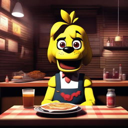 This is a digital art piece of Chica from Five Nights at Freddy's