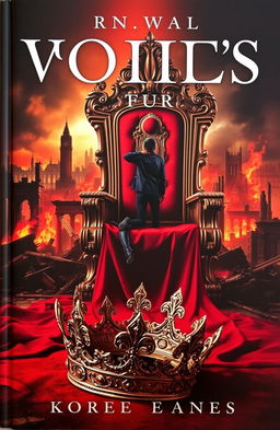 An artistic cover featuring a broken crown lying on the ground in the foreground or hanging precariously on a grand, ornate throne