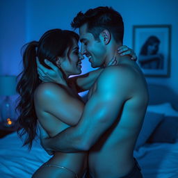 A passionate couple in an intimate embrace, showcasing their love and desire for each other