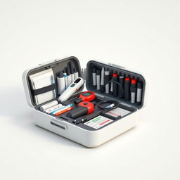 A highly detailed, realistic 3D model of a portable diagnostic kit