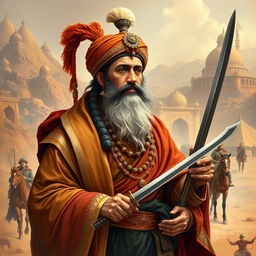 A historical depiction of Ahmad Shah Durrani (also known as Ahmad Shah Baba), the founder of the Durrani Empire in Afghanistan