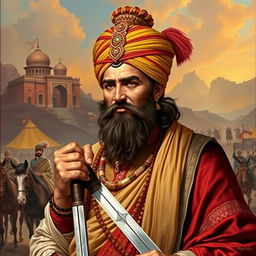 A historical depiction of Ahmad Shah Durrani (also known as Ahmad Shah Baba), the founder of the Durrani Empire in Afghanistan