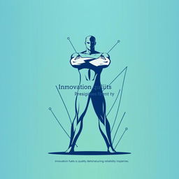 A minimalist vector design featuring a dynamic and confident figure in a powerful posture, embodying the theme of innovation, quality, and reliability