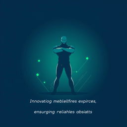 A minimalist vector design featuring a dynamic and confident figure in a powerful posture, embodying the theme of innovation, quality, and reliability