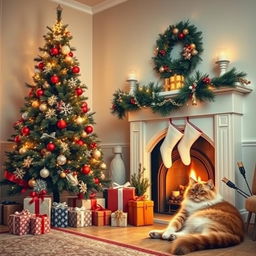 A beautifully decorated room with a light background, exuding a festive New Year's atmosphere