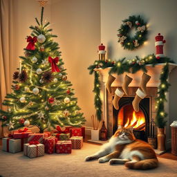 A beautifully decorated room with a light background, exuding a festive New Year's atmosphere