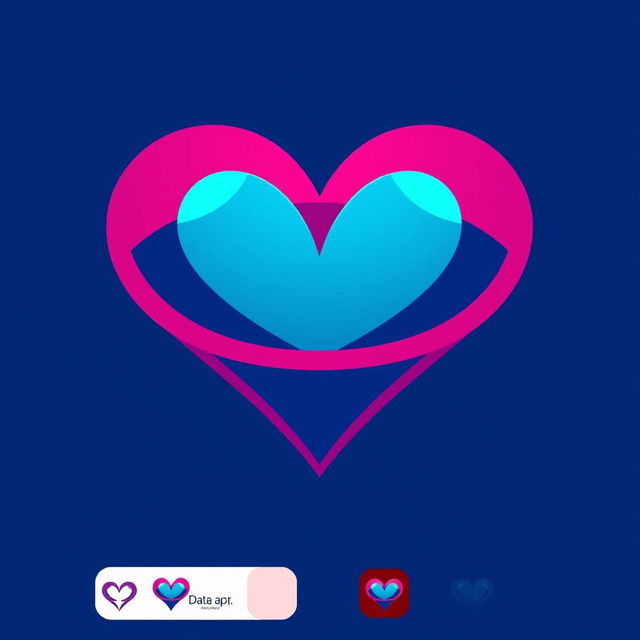 A logo design for a dating app, featuring a heart symbol that incorporates modern elements and vibrant colors