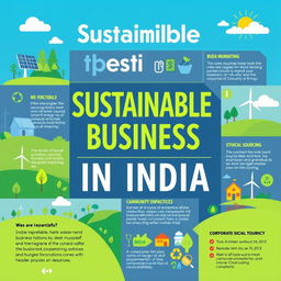 A vibrant and informative poster highlighting sustainable business practices in India