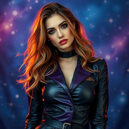 A stylish and mysterious woman embodies the essence of zodiac themes