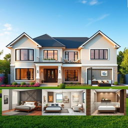 A beautiful modern house showcasing a stunning exterior with four spacious bedrooms and four luxurious bathrooms