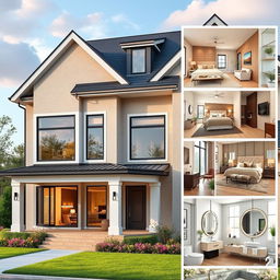 A beautiful modern house showcasing a stunning exterior with four spacious bedrooms and four luxurious bathrooms