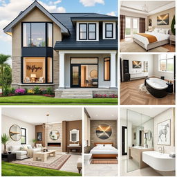 A beautiful modern house showcasing a stunning exterior with four spacious bedrooms and four luxurious bathrooms