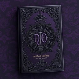 A book cover design featuring a luxurious blend of black leather and intricate lace patterns
