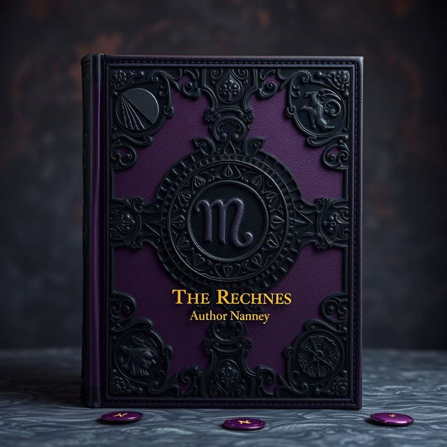 A book cover design featuring a luxurious blend of black leather and intricate lace patterns