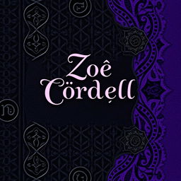 A book cover design featuring intricate patterns of black leather and delicate lace in deep violet and black tones