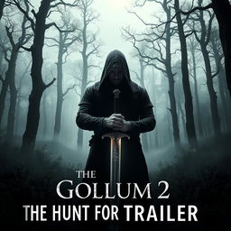 A dramatic teaser trailer scene for a fantasy film titled 'The Hunt for Gollum 2'