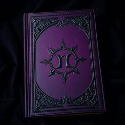 A captivating book cover design featuring a combination of luxurious materials such as leather and lace in a dominant color palette of black and deep violet