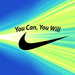 A bold and dynamic Nike logo featuring the iconic swoosh, set against a vibrant background that embodies motion and energy