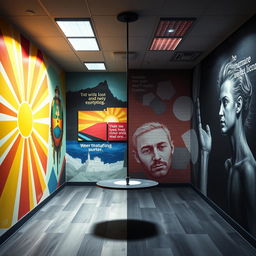 An escape room themed around bipolar disorder, featuring a surreal yet thought-provoking design