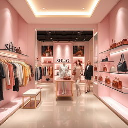 A stunning interior view of a clothing and bag store named SHE