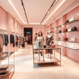 A stunning interior view of a clothing and bag store named SHE