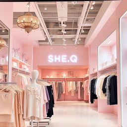 An interior view of a clothing store named SHE