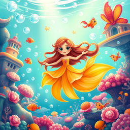 A whimsical and enchanting cartoon fairy tale scene inspired by Catalonia