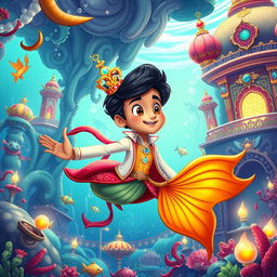 A captivating and enchanting cartoon fairy tale scene inspired by India
