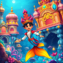 A captivating and enchanting cartoon fairy tale scene inspired by India