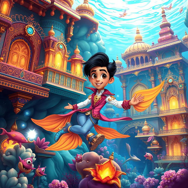 A captivating and enchanting cartoon fairy tale scene inspired by India