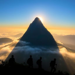 A breathtaking view of Adam's Peak, also known as Sri Pada, with its distinctive triangular shape rising majestically in the background