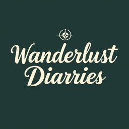 A stylish and modern text-based logo for 'Wanderlust Diaries', focusing on the adventure theme