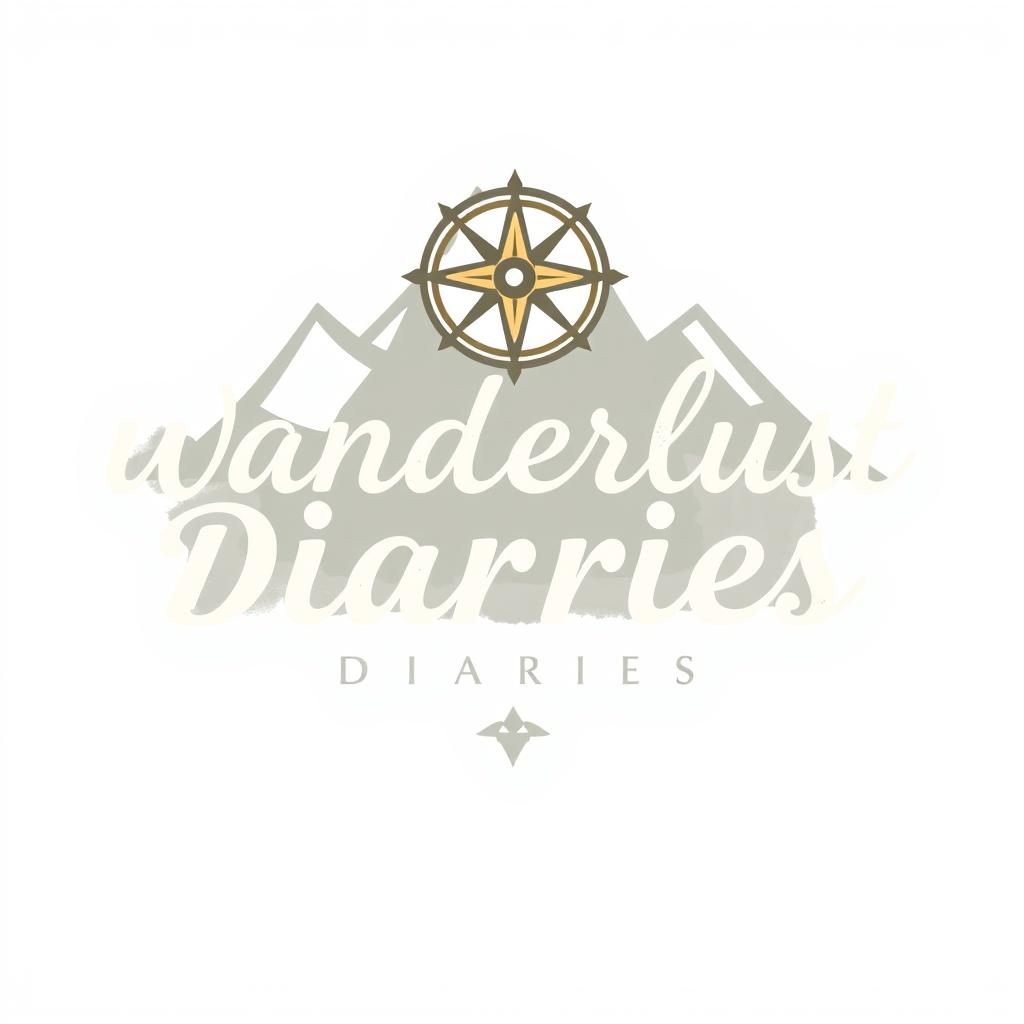 A stylish and modern text-based logo for 'Wanderlust Diaries', focusing on the adventure theme