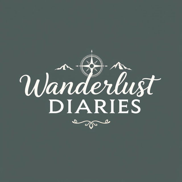 A stylish and modern text-based logo for 'Wanderlust Diaries', focusing on the adventure theme