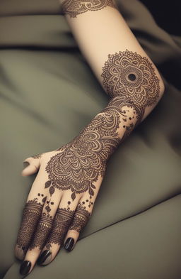 A high-quality digital art image showcasing simple, traditional mehndi designs on a pair of beautifully rendered hands